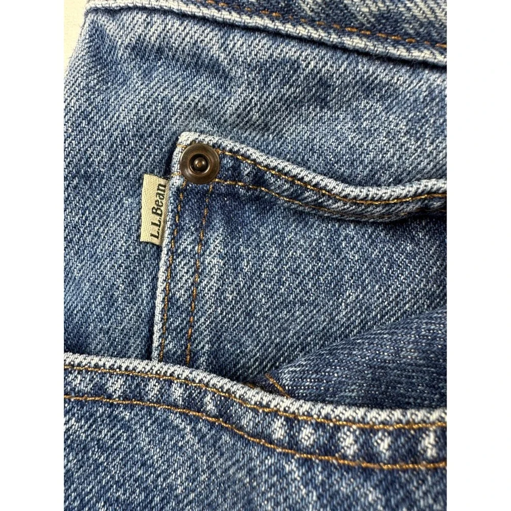 LL Bean Green Fleece Lined Jeans Mens 33x29 Blue‎ Classic Fit Denim Gorpcore